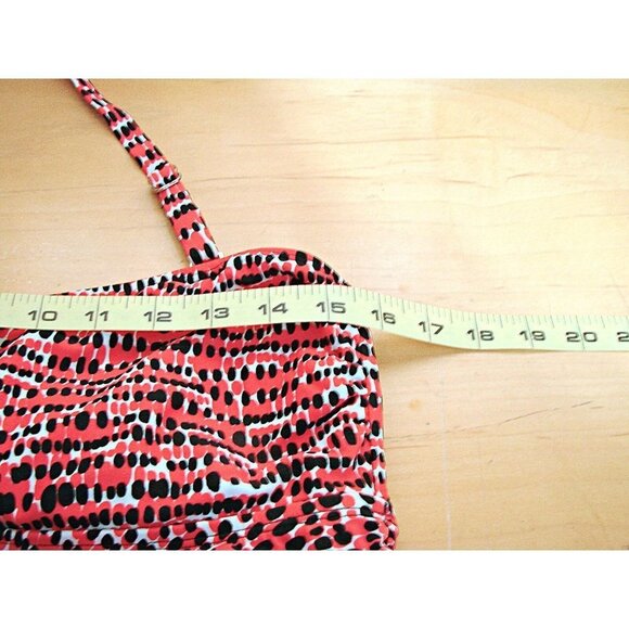Island Escape Tier Ruffle Swimwear Tankini Top Womens Red Black Geo Print Sz 14 - Picture 11 of 12